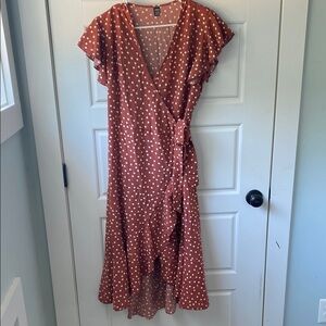 SHEIN Orange/Rust Wrap Sundress